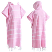 1pcs Turkish Cotton Surf Poncho Changing Towel Swim Robe with Pocket Plus Size Swim Cover Up Wearable Towel Hooded Beach Towel for Adult Man Women Beach Pool (Pink M)