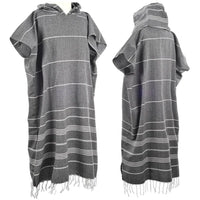 1pcs Large Turkish Cotton Poncho Towel Surf Poncho Changing Towel Robe with Hood and Front Pocket Absorbent Wearable Towel Hooded Beach Towel for Adult Man Women Surf Beach Pool and Swim (Grey M)