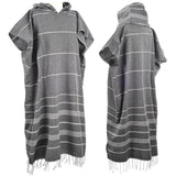1pcs Large Turkish Cotton Poncho Towel Surf Poncho Changing Towel Robe with Hood and Front Pocket Absorbent Wearable Towel Hooded Beach Towel for Adult Man Women Surf Beach Pool and Swim (Grey M)